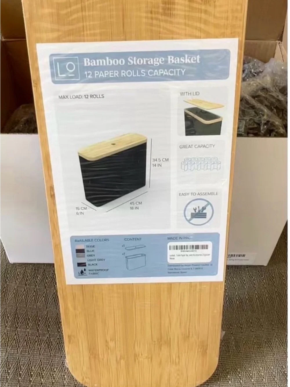 Lonbet Bamboo Toilet Paper Storage BLACK